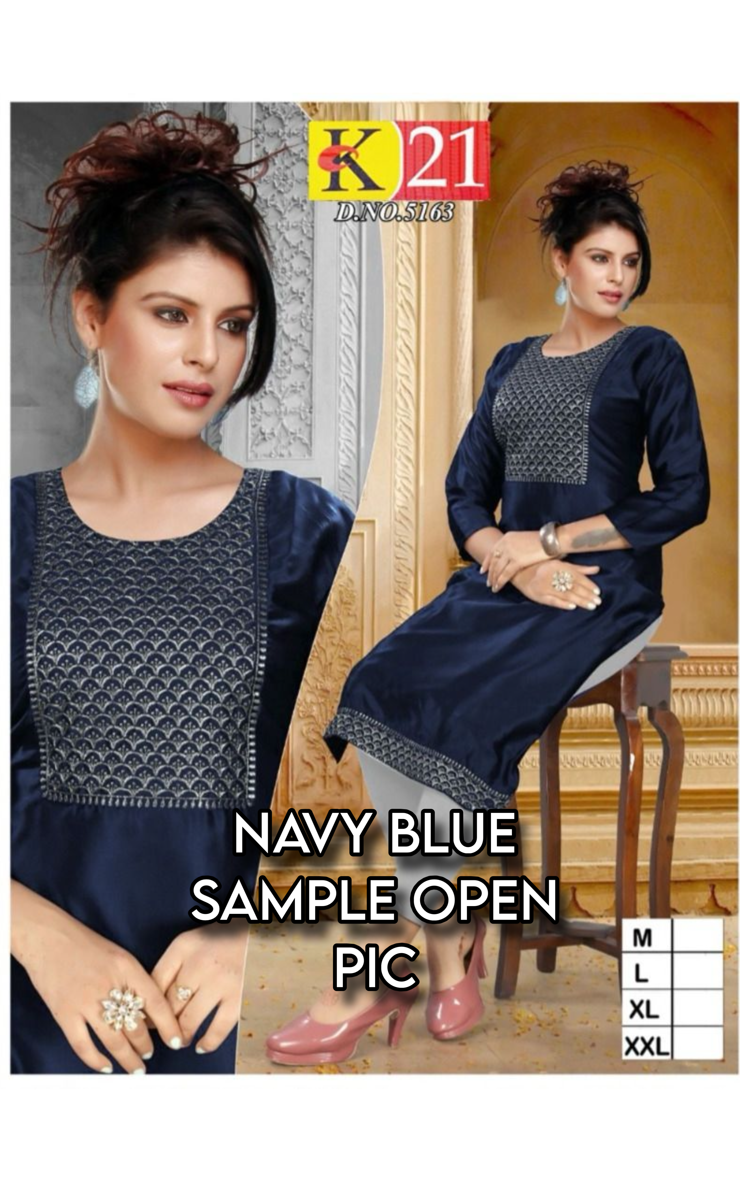 NavyBlue Satin Kurti