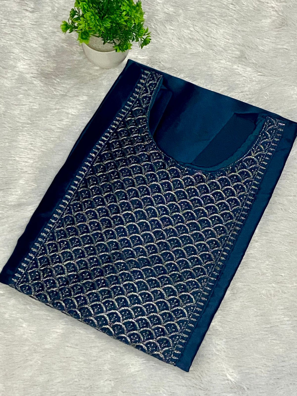 NavyBlue Satin Kurti